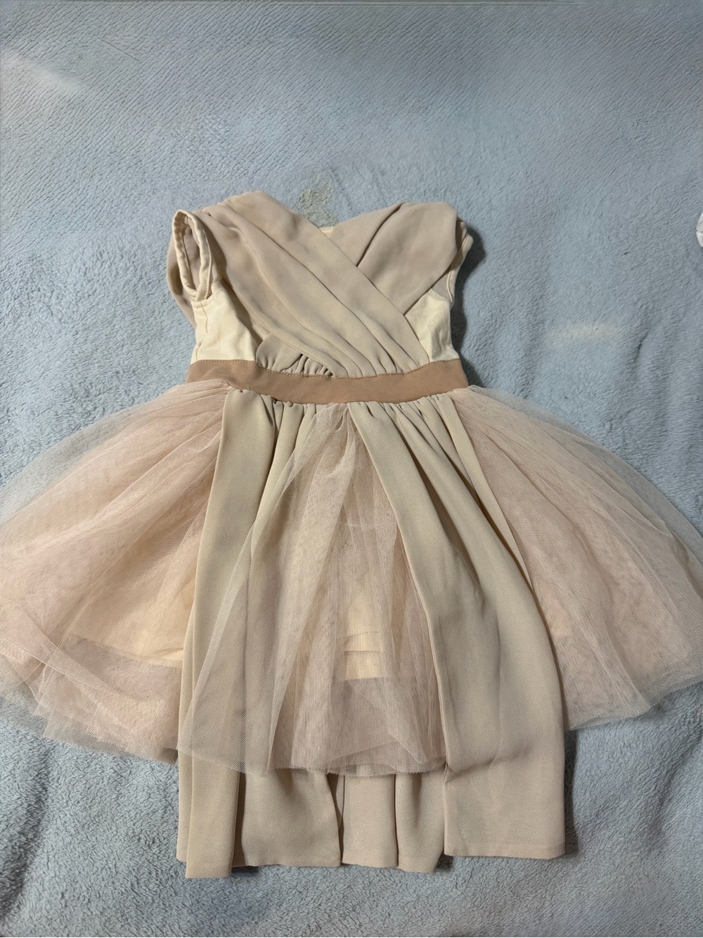 Girls Beige Tulle Party Dress